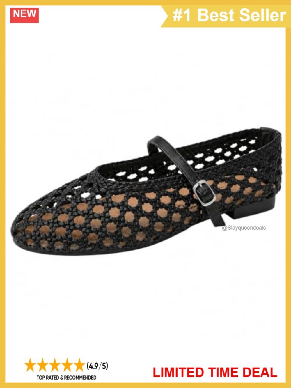 Woven Mary Jane Flats Round Toe Buckle Strap Low Heel Women's Shoes